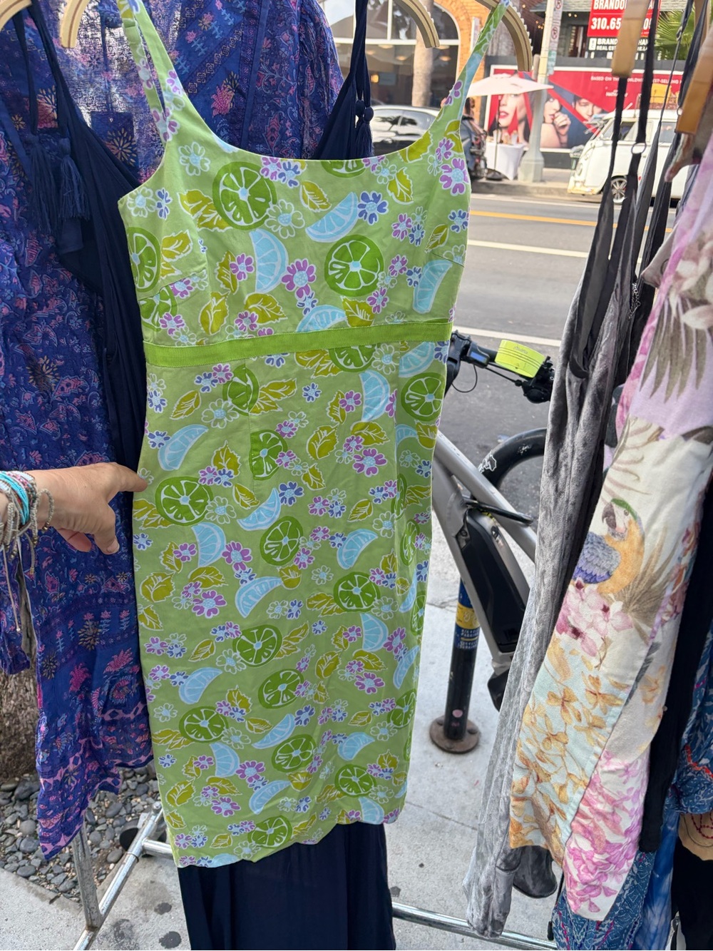 Lilly Pulitzer Vintage Collectible Lime Green Citrus Floral Cotton Dress Size 4